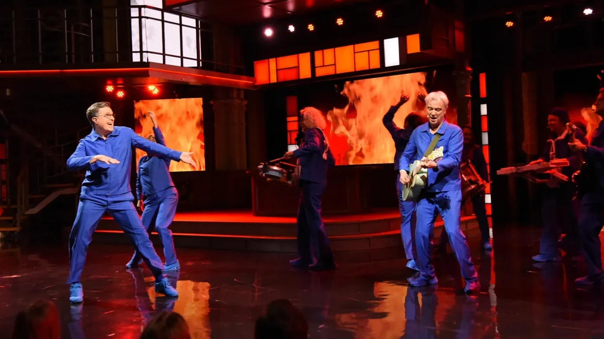 Stephen Colbert Helps David Byrne Burn Down the House on ‘The Late Show’